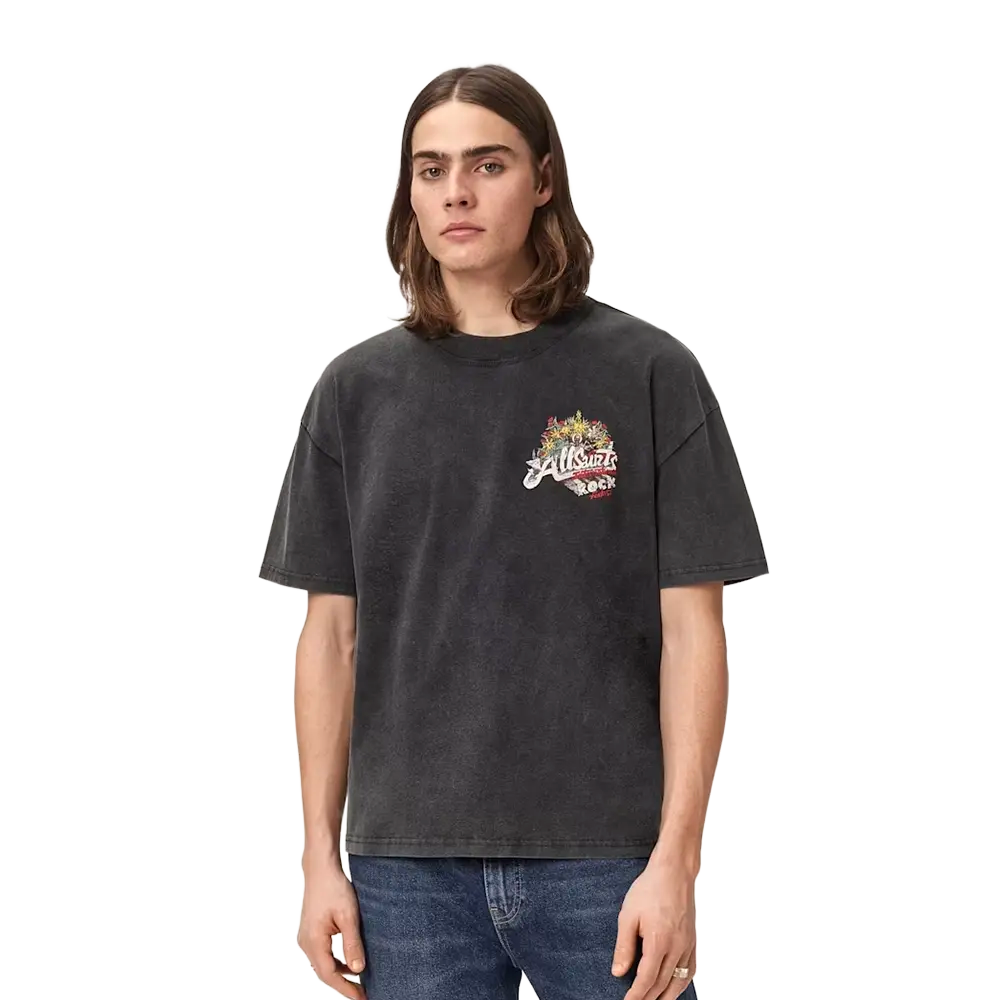 ALLSAINTS Roque Short Sleeve Oversized Crew Neck T-Shirt Washed Black