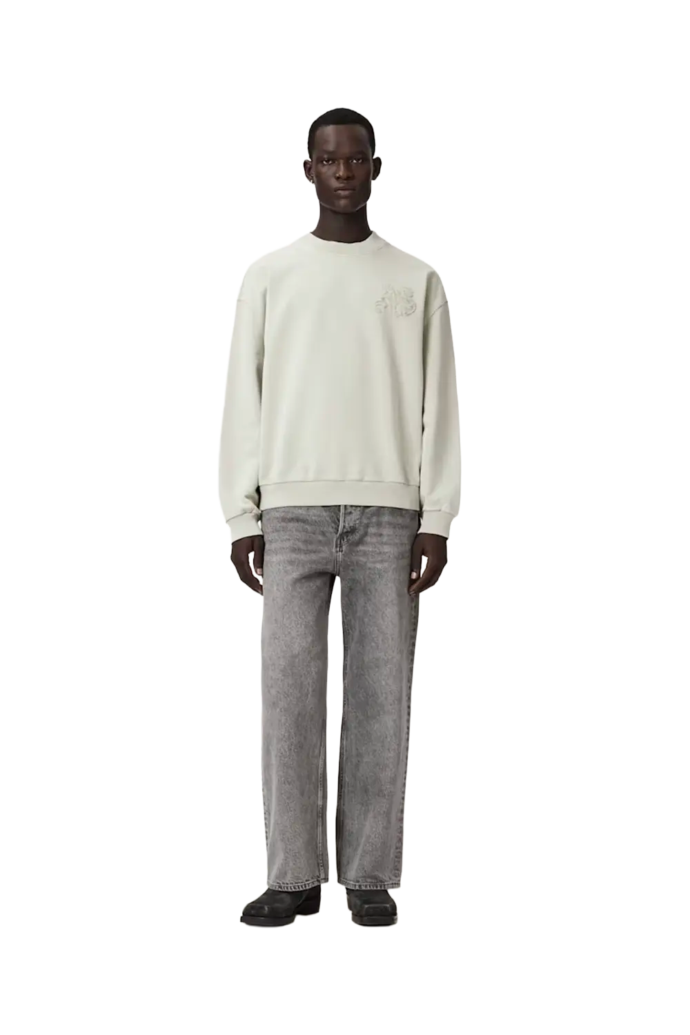 ALLSAINTS Insignia Crew Neck Cotton Sweatshirt Sea Green