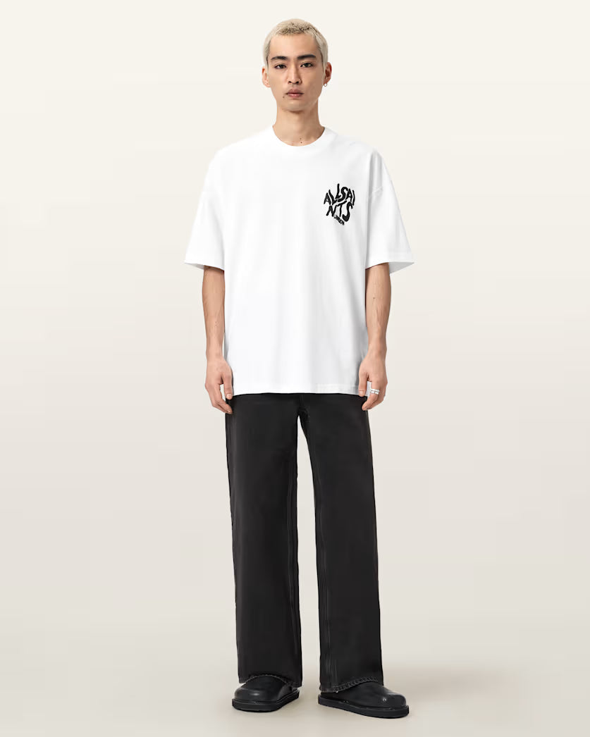 Newcop Allsaints Orlando Logo Print Oversized T-shirt Ashen White Ropa 4