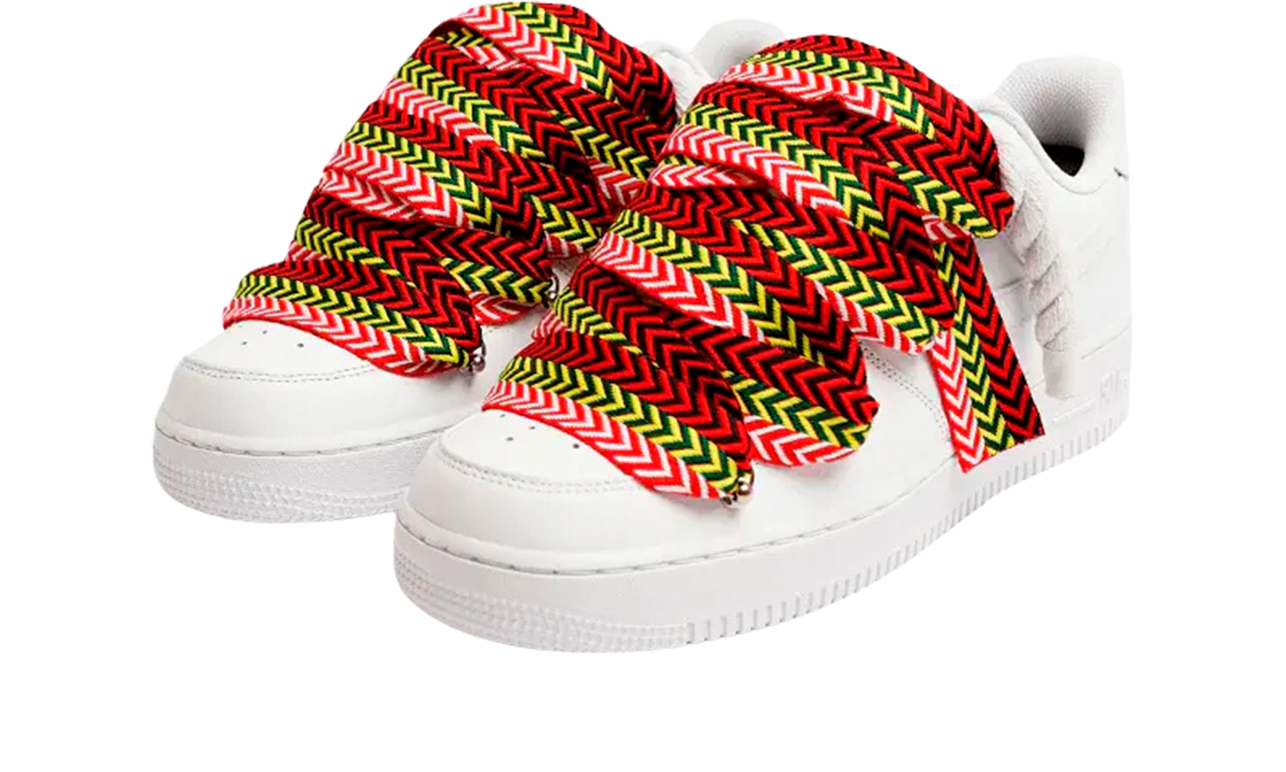 Nike Air Force 1 Low Triple White Lanvin Laces Red