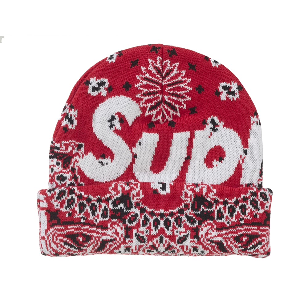 Supreme Bandana Big Logo Beanie Red (FW24)