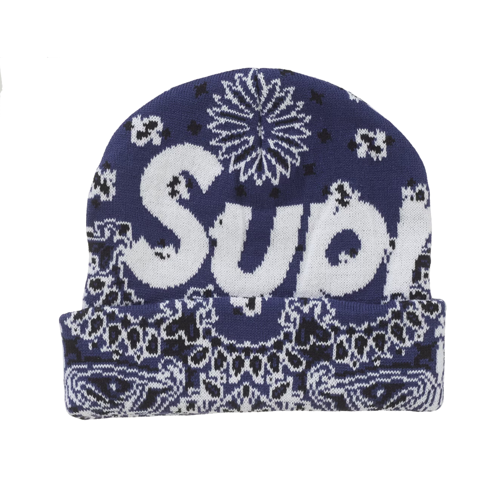 Supreme Bandana Big Logo Beanie Blue (FW24)