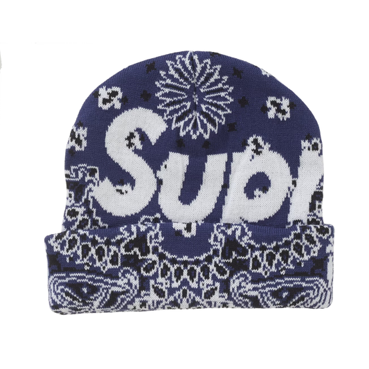 Supreme Bandana Big Logo Beanie Blue (FW24)