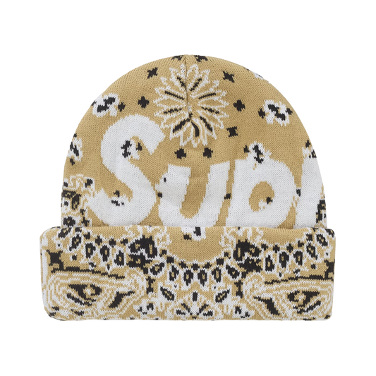 Supreme Bandana Big Logo Beanie Beige (FW24)