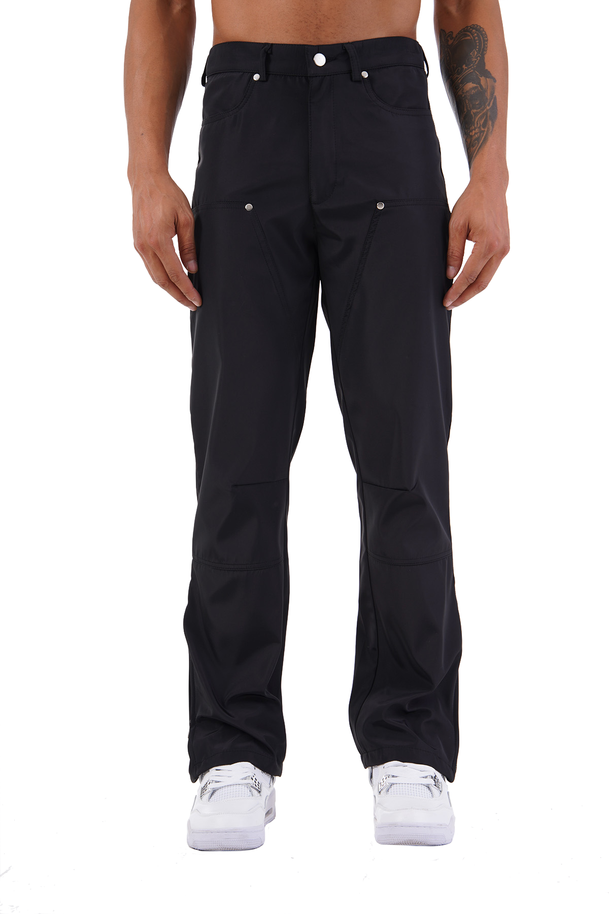 Black Cargo Popper Trousers