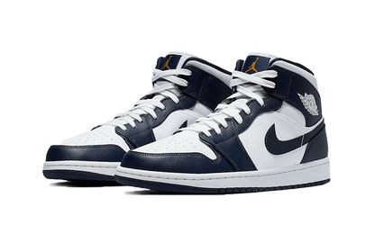 Air Jordan 1 Mid White Metallic Gold Obsidian