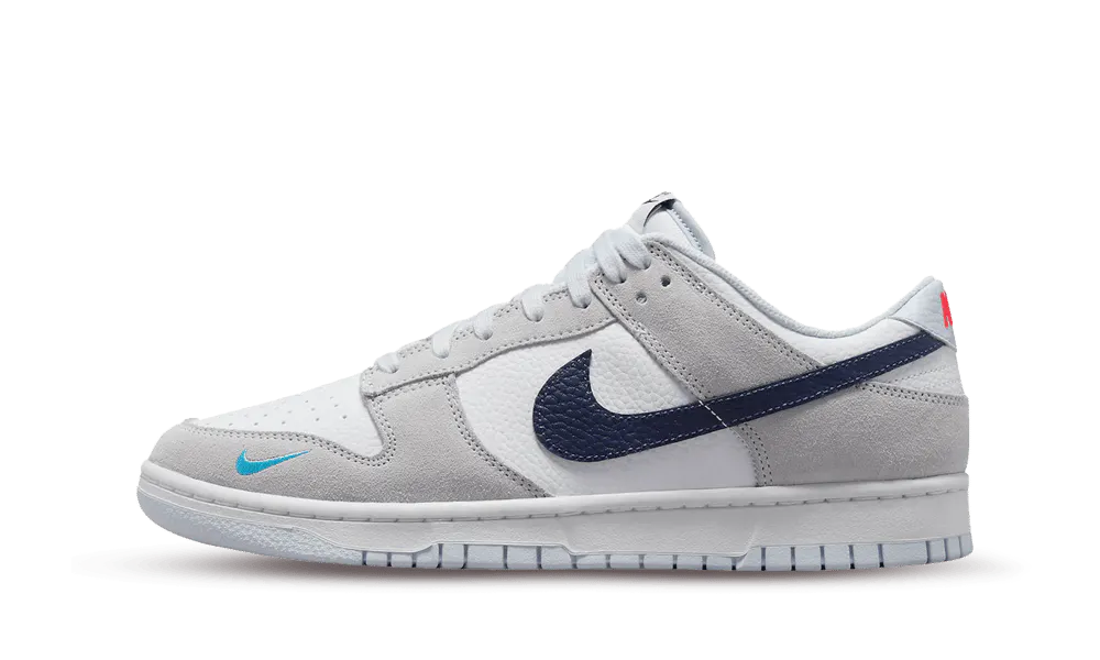 Dunk Low White Grey Navy Aqua Mini Swoosh