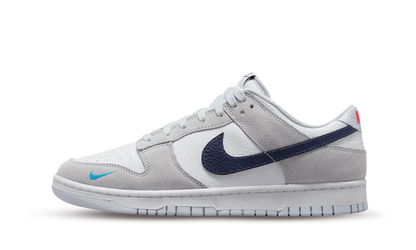 Dunk Low White Grey Navy Aqua Mini Swoosh