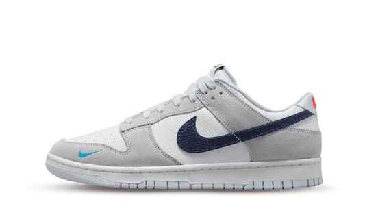 Dunk Low White Grey Navy Aqua Mini Swoosh