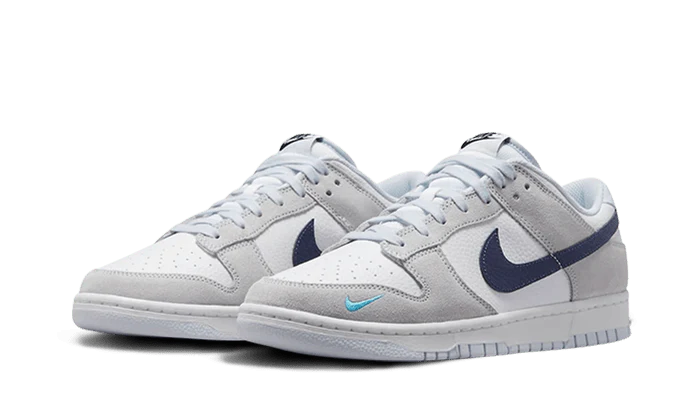 Dunk Low White Grey Navy Aqua Mini Swoosh