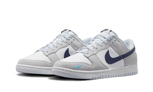 Dunk Low White Grey Navy Aqua Mini Swoosh