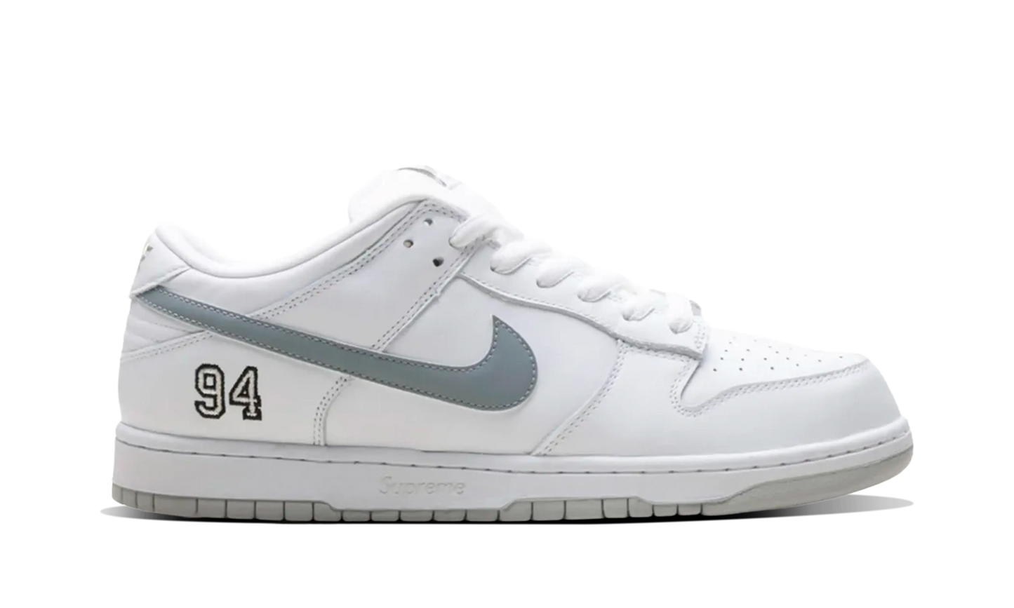 Nike SB Dunk Low Supreme 94 White Metallic Silver