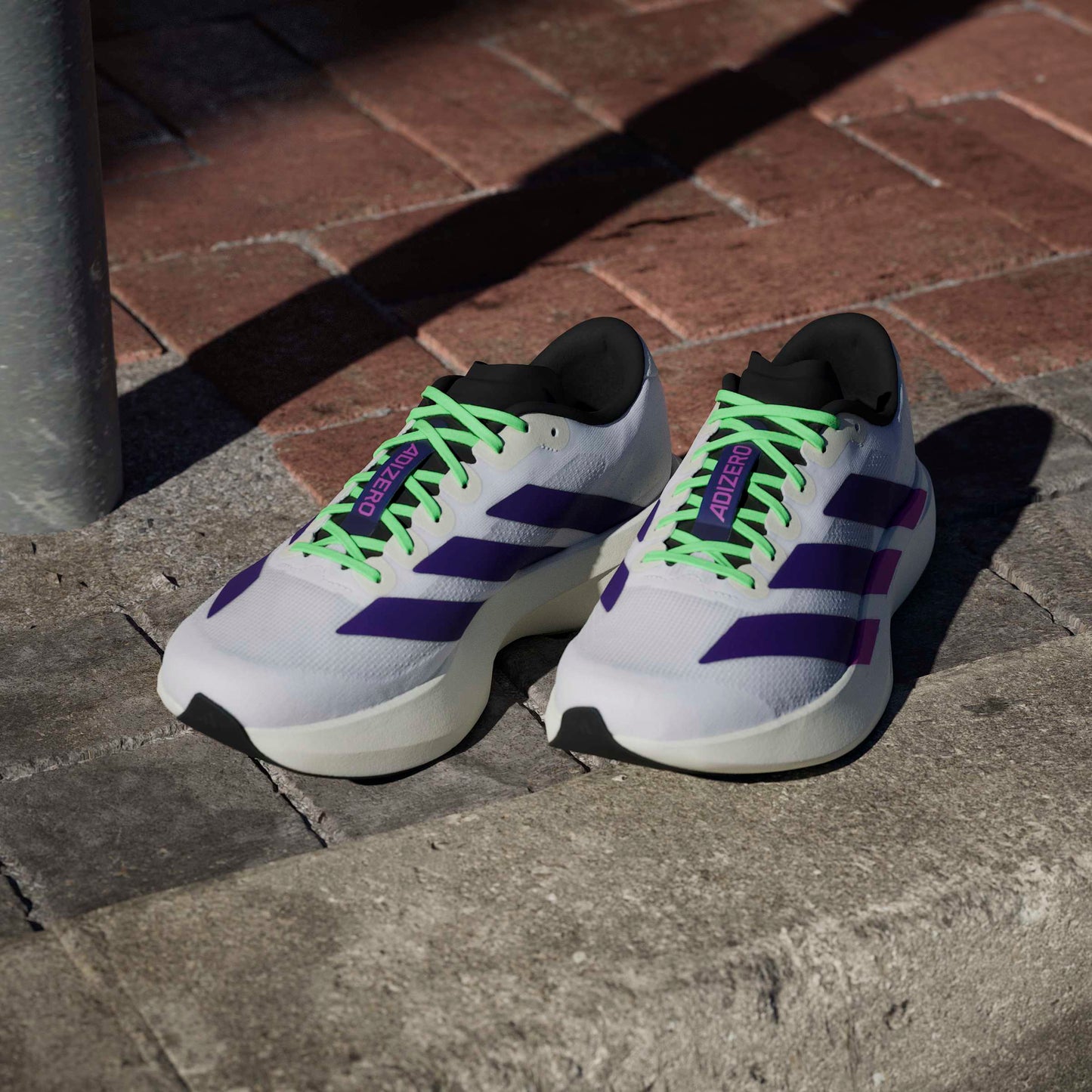 Adidas Adizero Evo SL White Purple Lime Burst