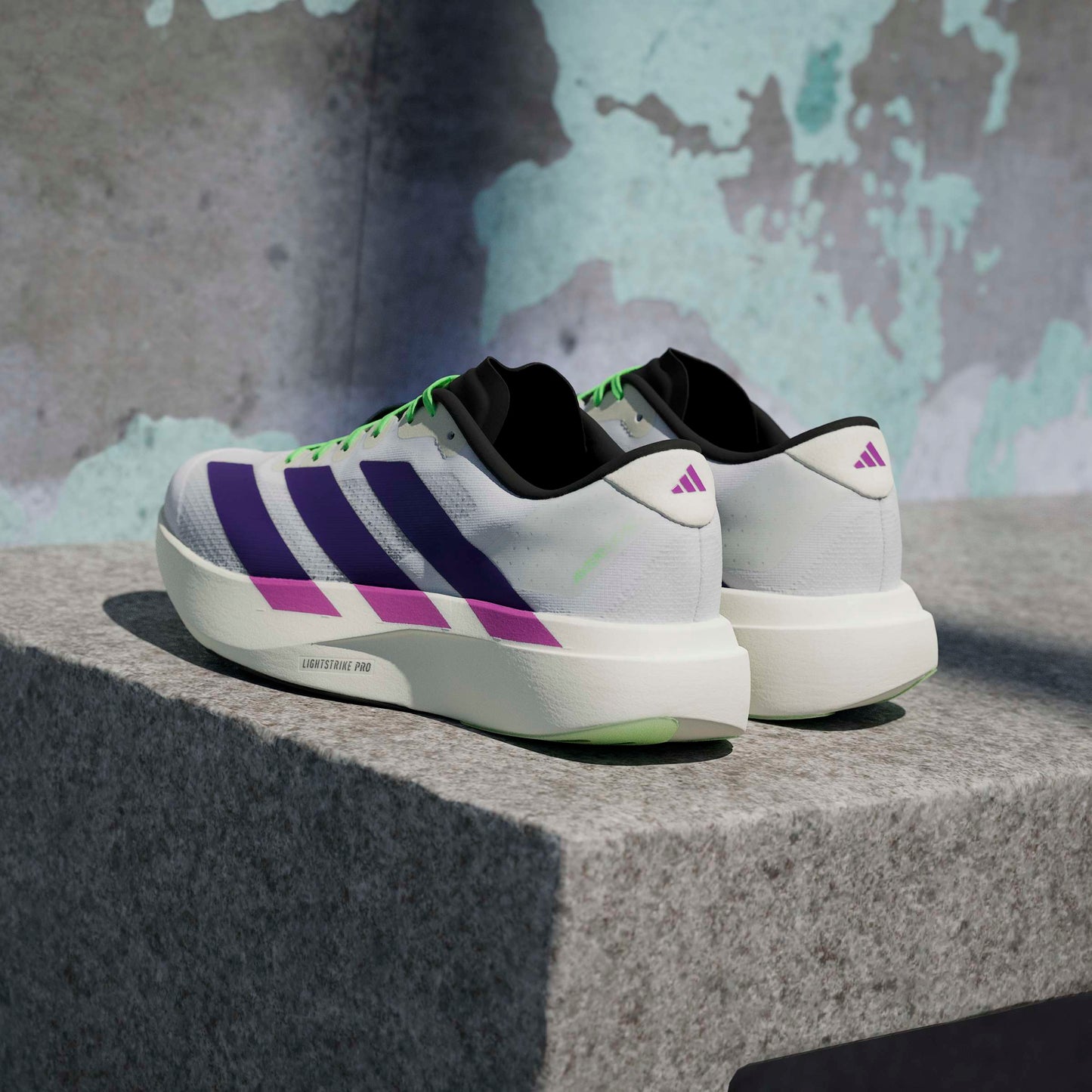 Adidas Adizero Evo SL White Purple Lime Burst