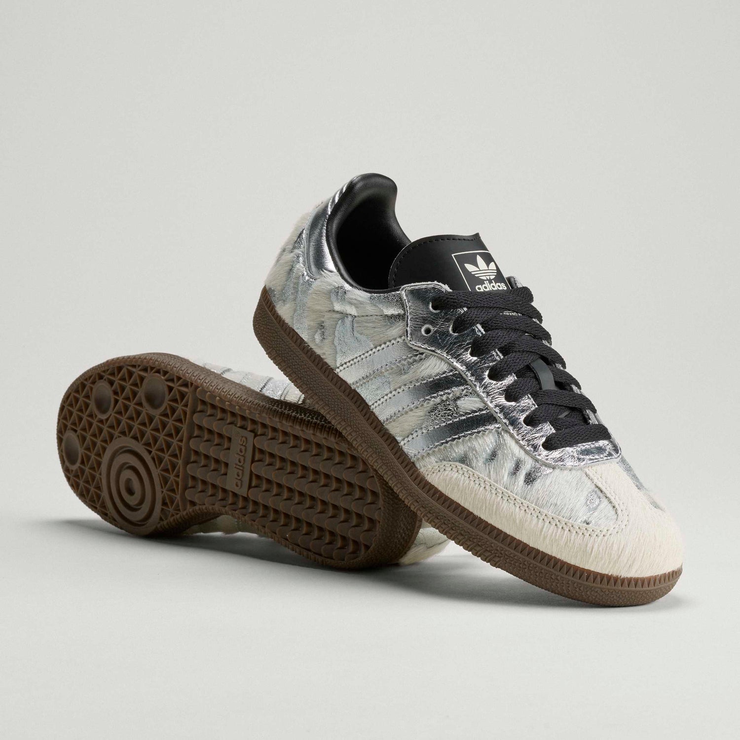 Adidas Samba OG Cream Pony Hair Silver Metallic Black