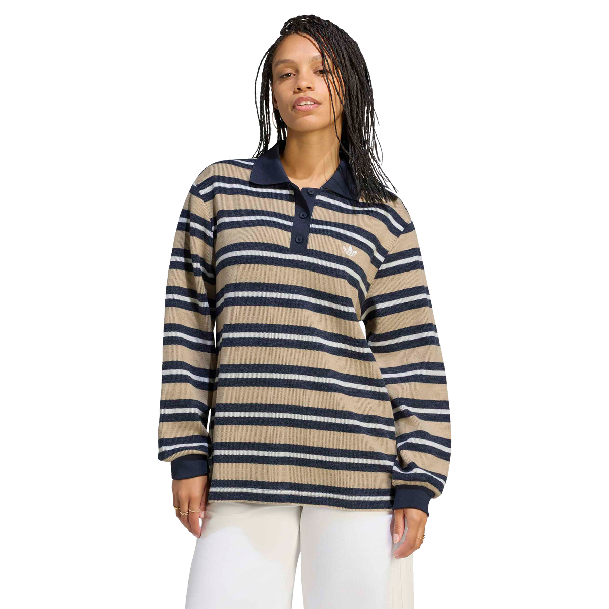 Adidas Striped Polo Khaki