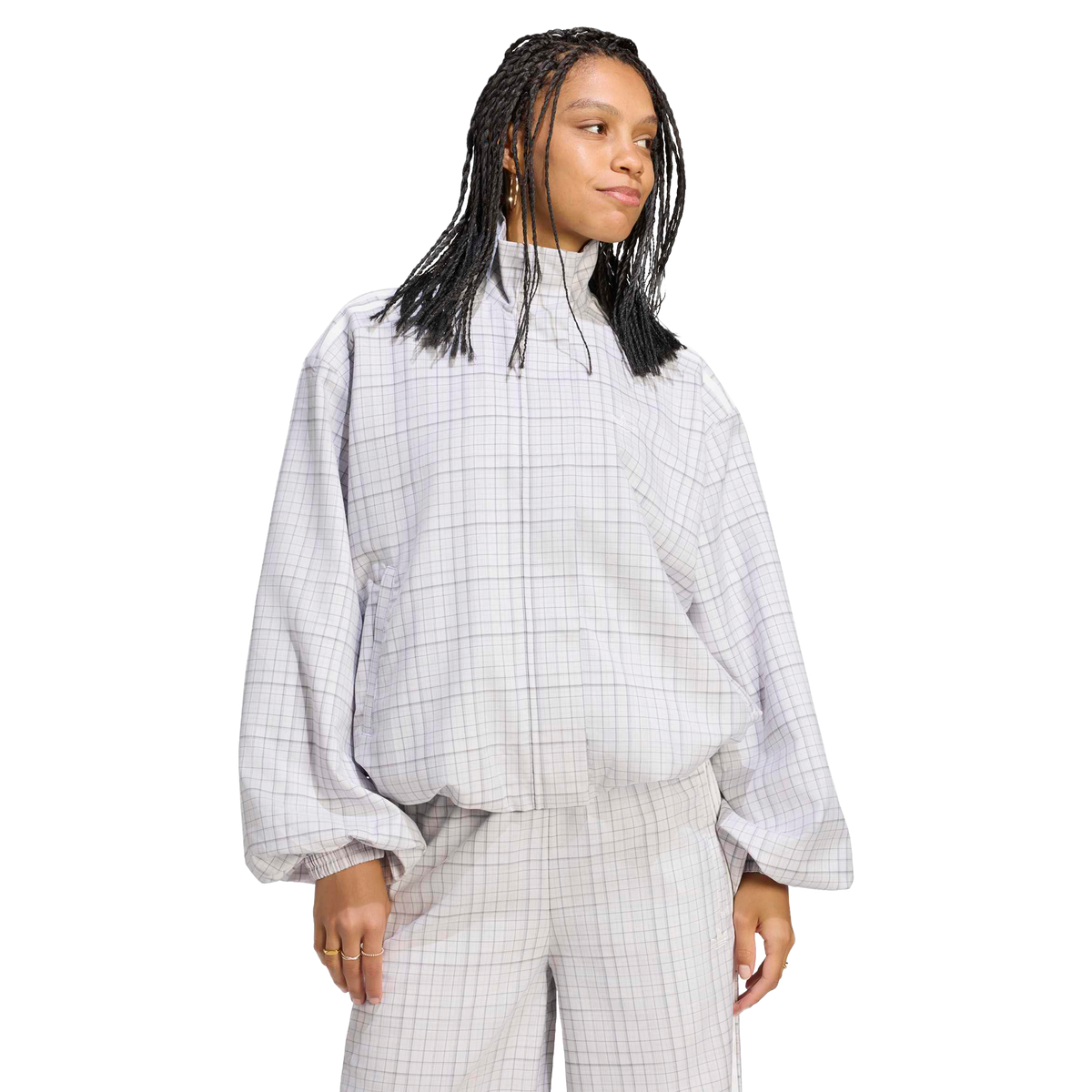 Adidas Blousy Check Track Top Dash Grey