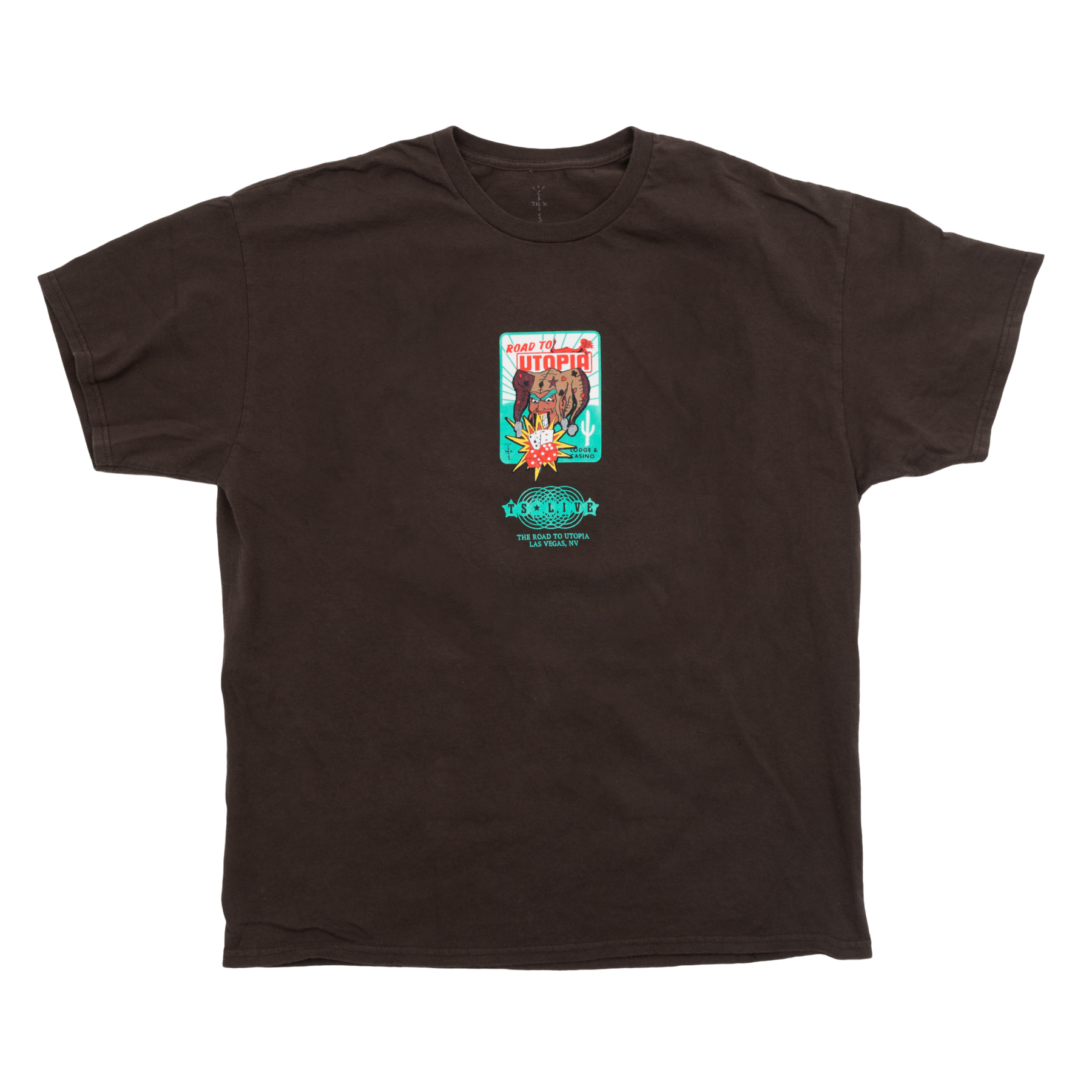 Travis Scott Road To Utopia Las Vegas Joker  T-shirt Brown