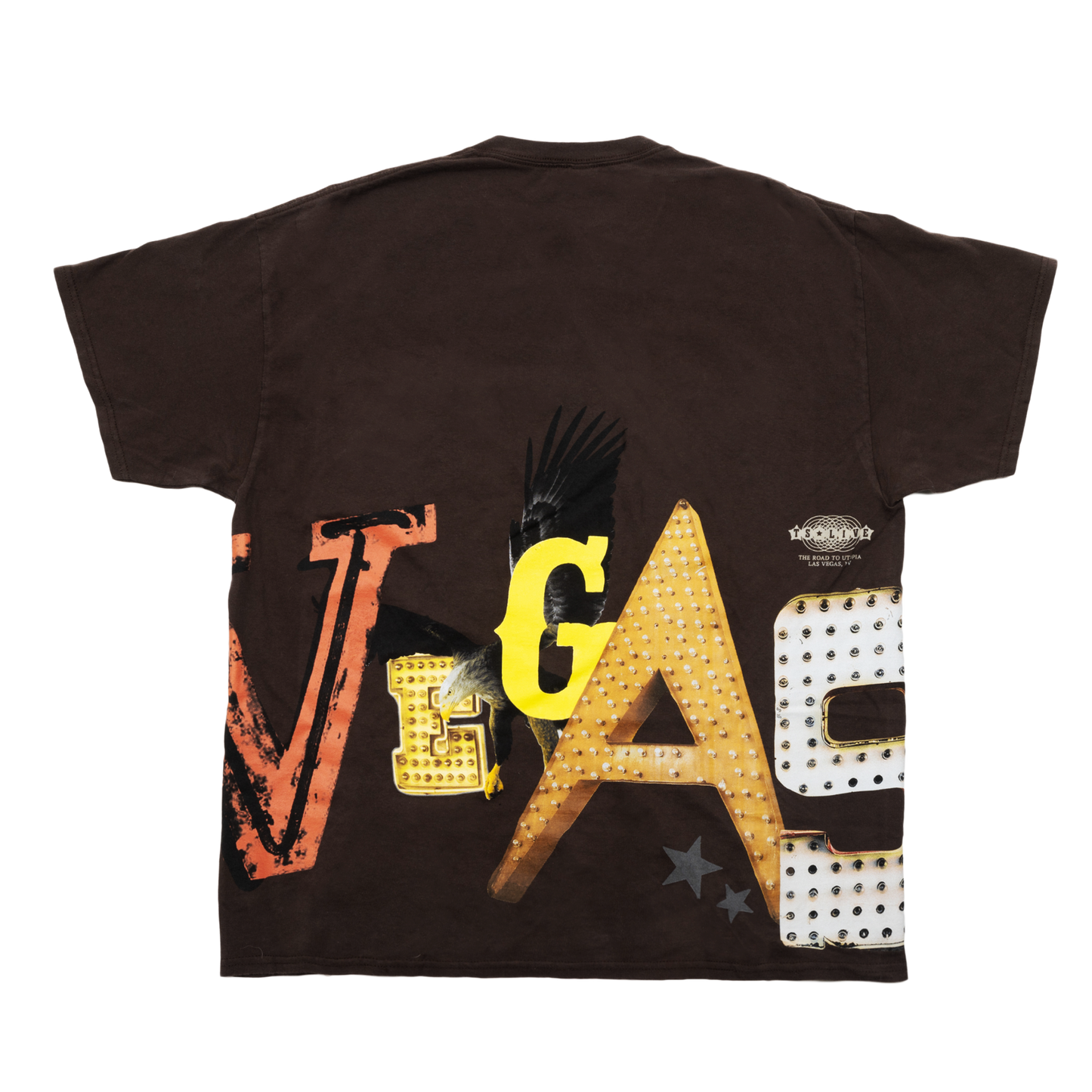 Travis Scott Road To Utopia Las Vegas Lights T-shirt Brown