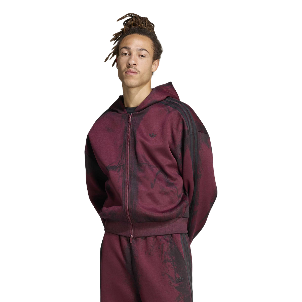 Sudadera con capucha Adidas A6 Spacer Hoodie Maroon – en modelo