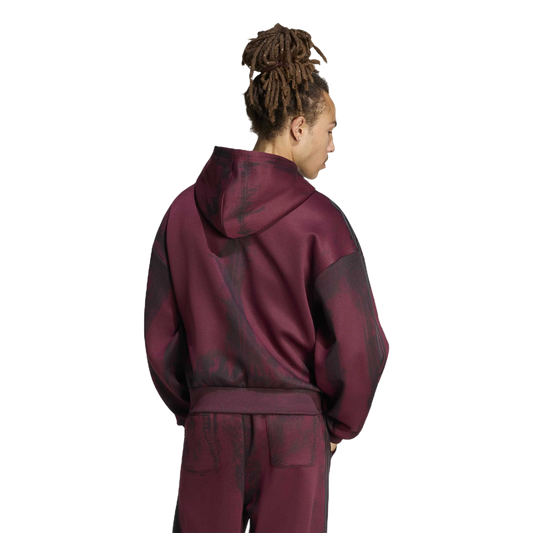 Sudadera con capucha Adidas A6 Spacer Hoodie Maroon – en modelo – vista trasera