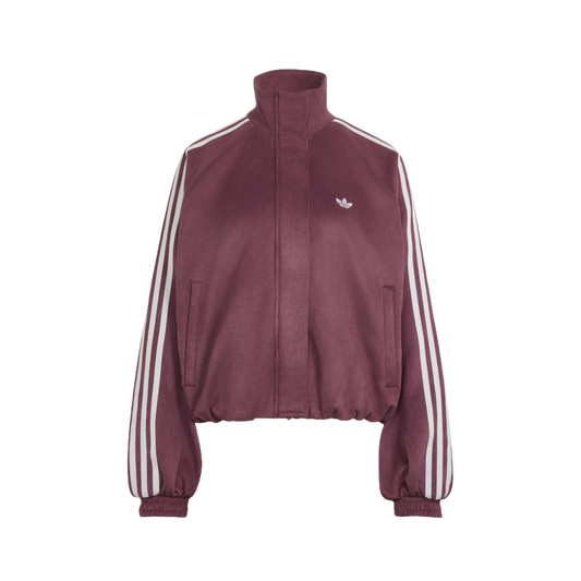 Geacă Adidas Faux Suede Track Top Maroon – vedere frontală