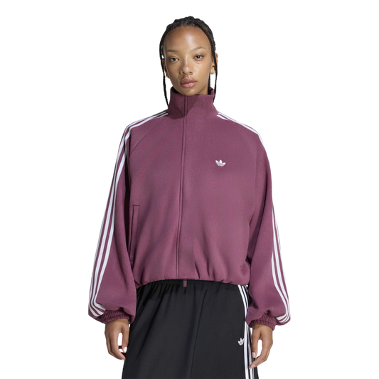 Geacă Adidas Faux Suede Track Top Maroon – pe model