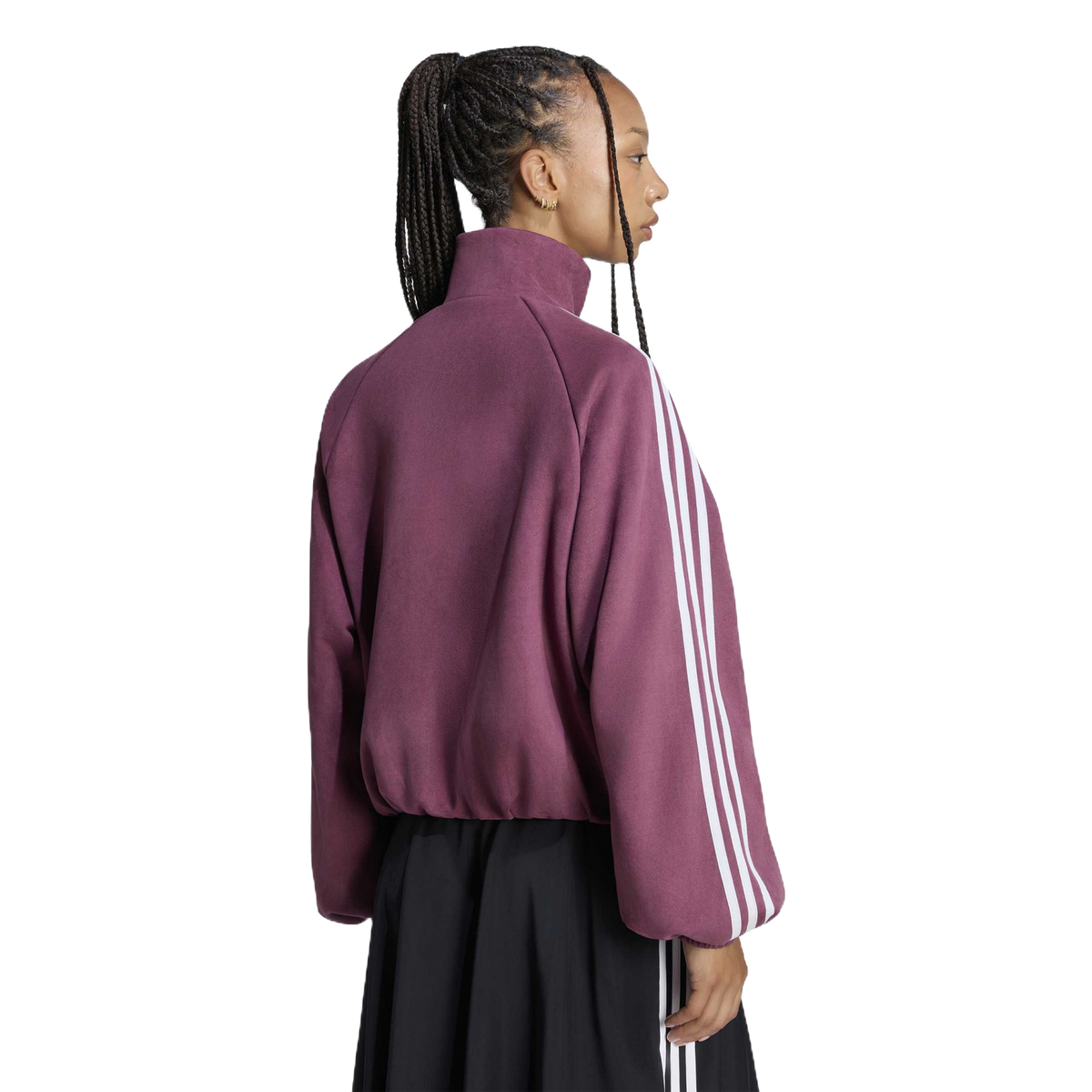 Chaqueta Adidas Faux Suede Track Top Maroon – en modelo – vista trasera