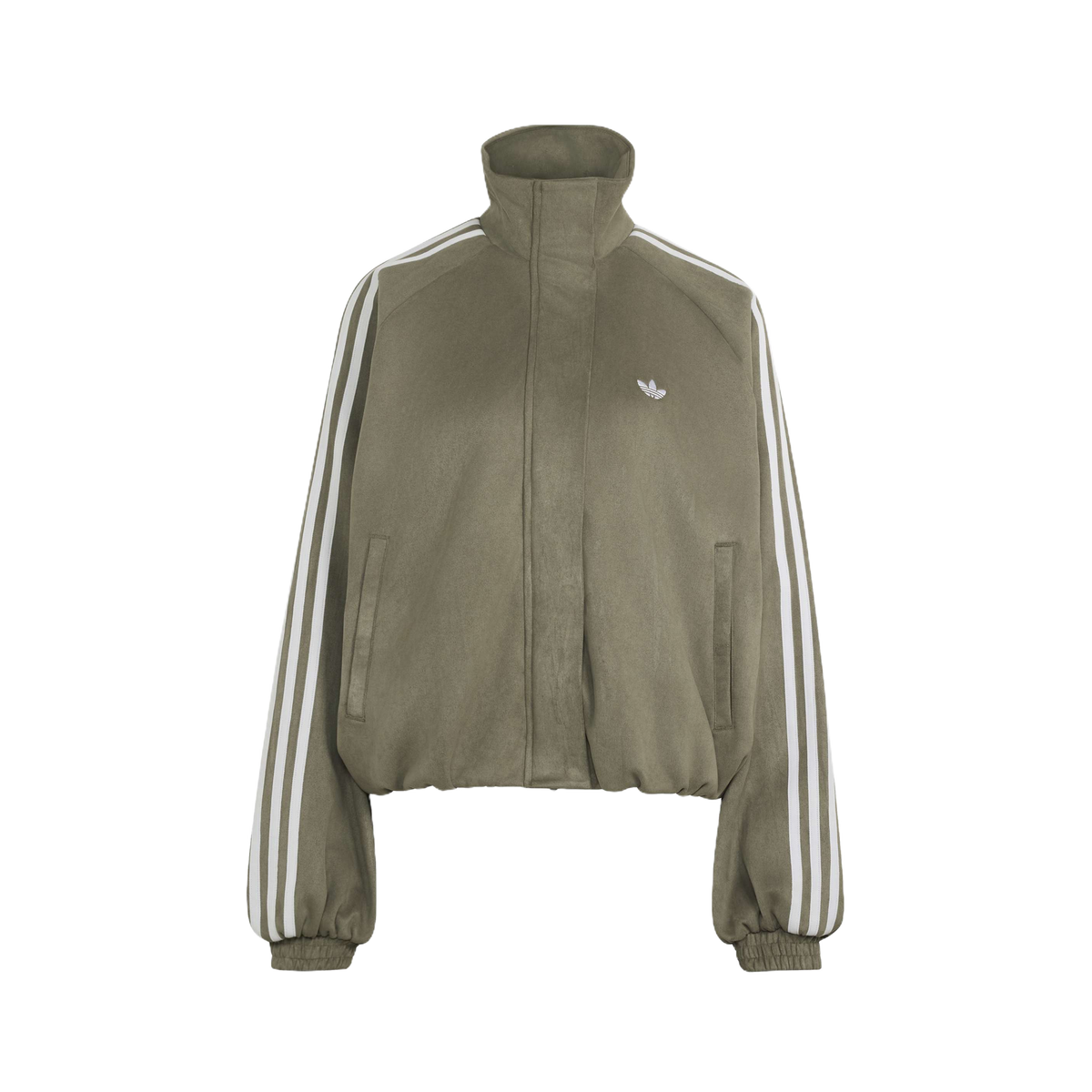 Chaqueta Adidas Faux Suede Track Top Olive Strata – vista frontal