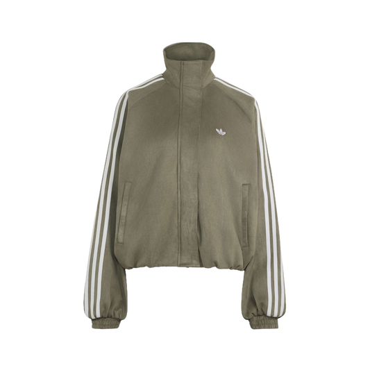 Geacă Adidas Faux Suede Track Top Olive Strata – vedere frontală