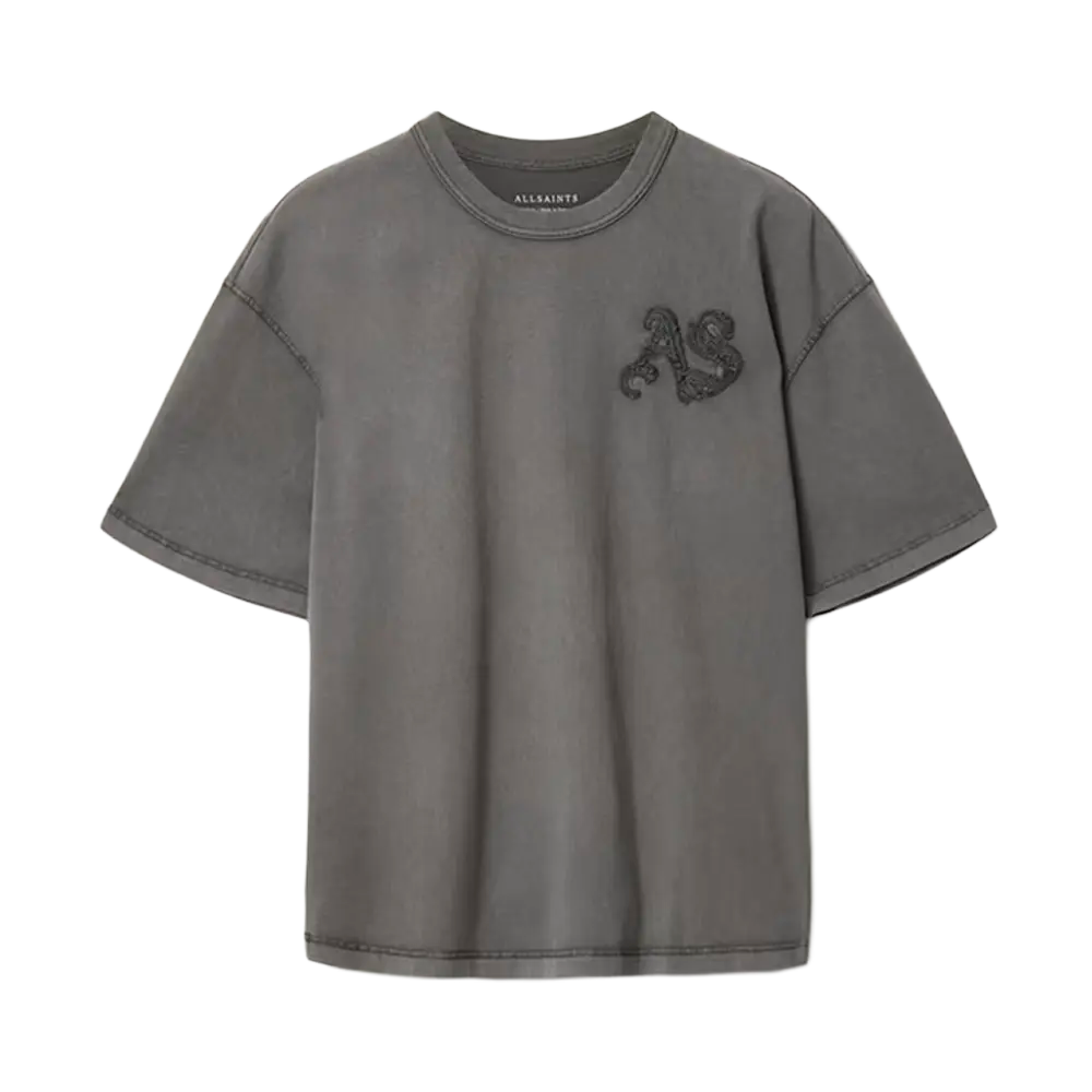 ALL SAINTS Insignia Short Sleeve Cotton T-Shirt Washed Black
