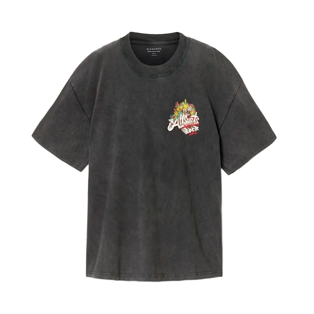 ALLSAINTS Roque Short Sleeve Oversized Crew Neck T-Shirt Washed Black