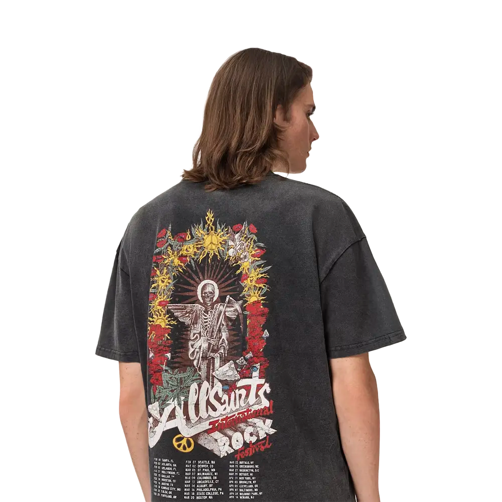 ALLSAINTS Roque Short Sleeve Oversized Crew Neck T-Shirt Washed Black