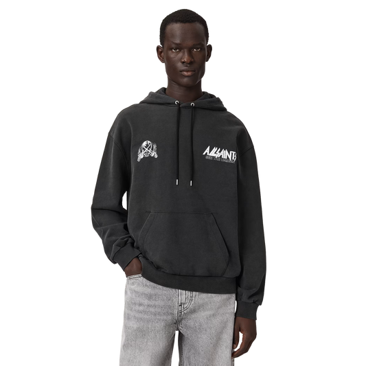 ALLSAINTS Chromium Hoodie Washed Black - vista frontal