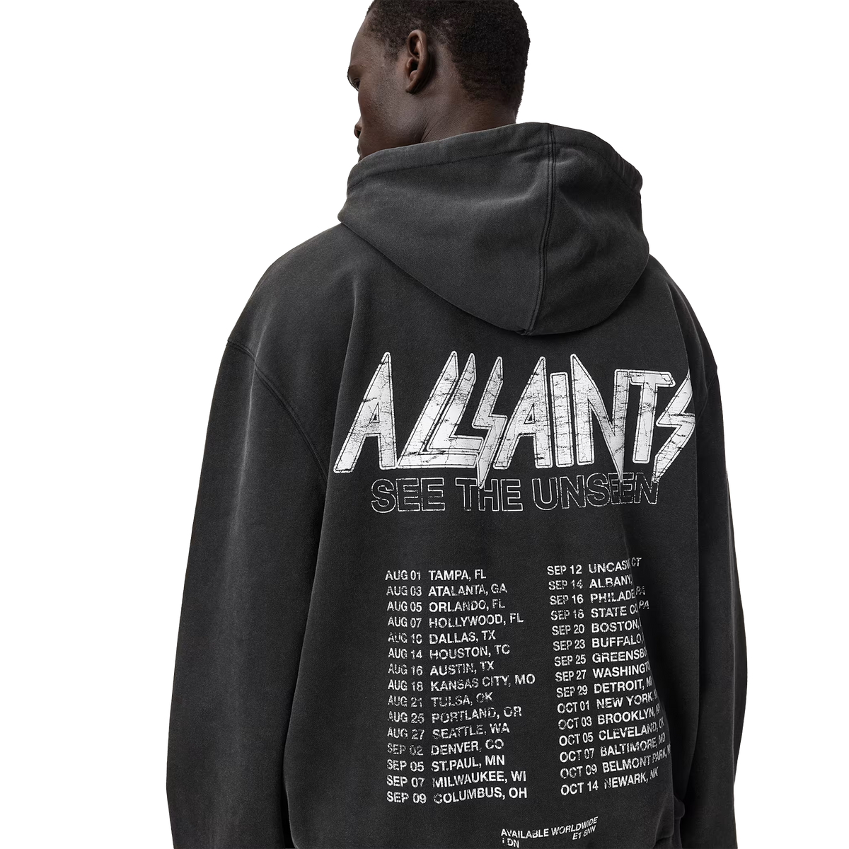 ALLSAINTS Chromium Hoodie Washed Black - vista trasera