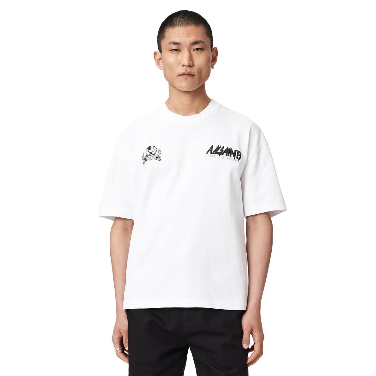 ALLSAINTS Chromium T-Shirt Ashen White - vista frontal