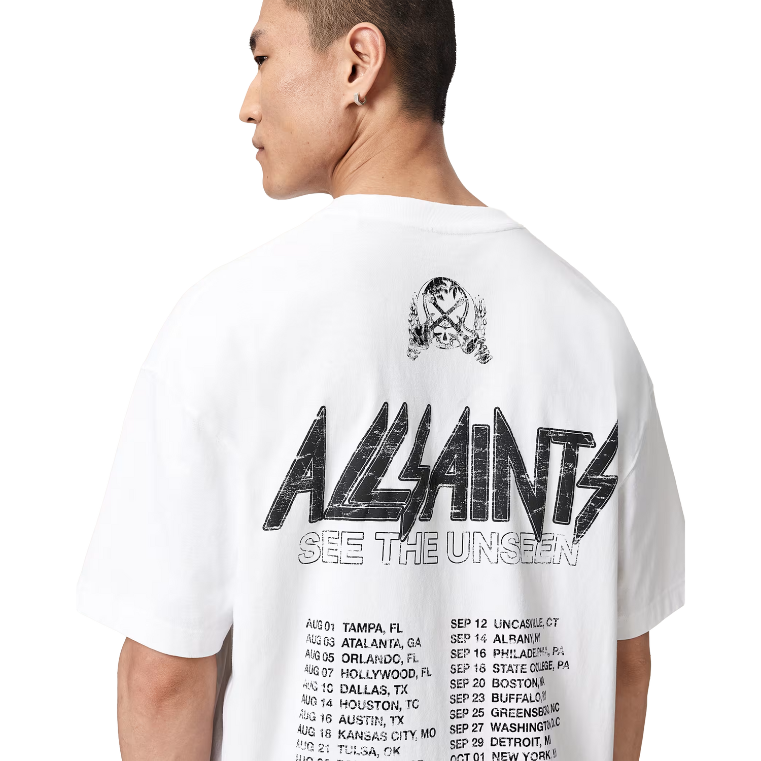 ALLSAINTS Chromium T-Shirt Ashen White - vista trasera