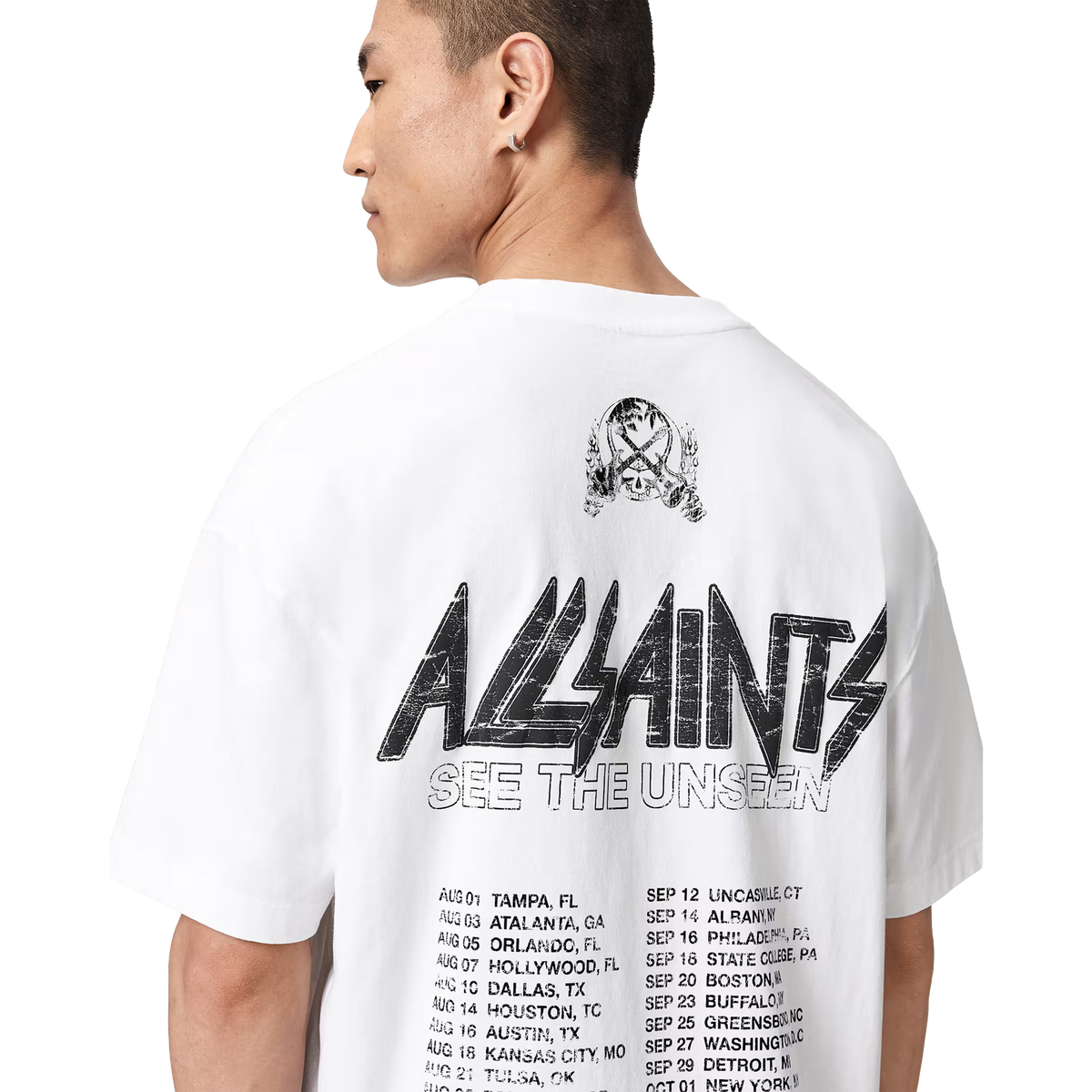 ALLSAINTS Chromium T-Shirt Ashen White - vista trasera
