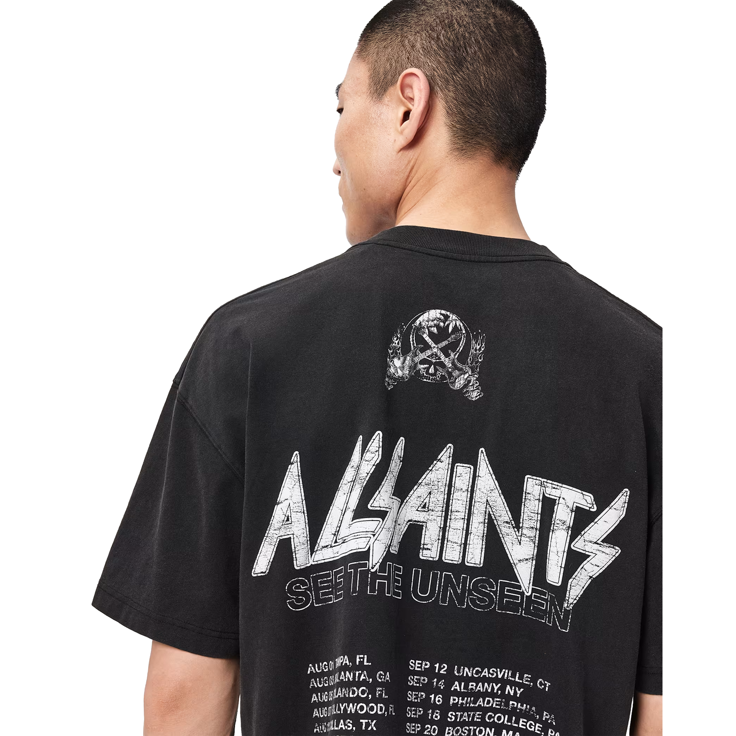 ALLSAINTS Chromium T-Shirt Washed Black - vista trasera