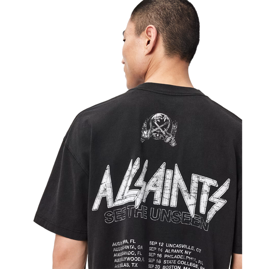 ALLSAINTS Chromium T-Shirt Washed Black - vista trasera