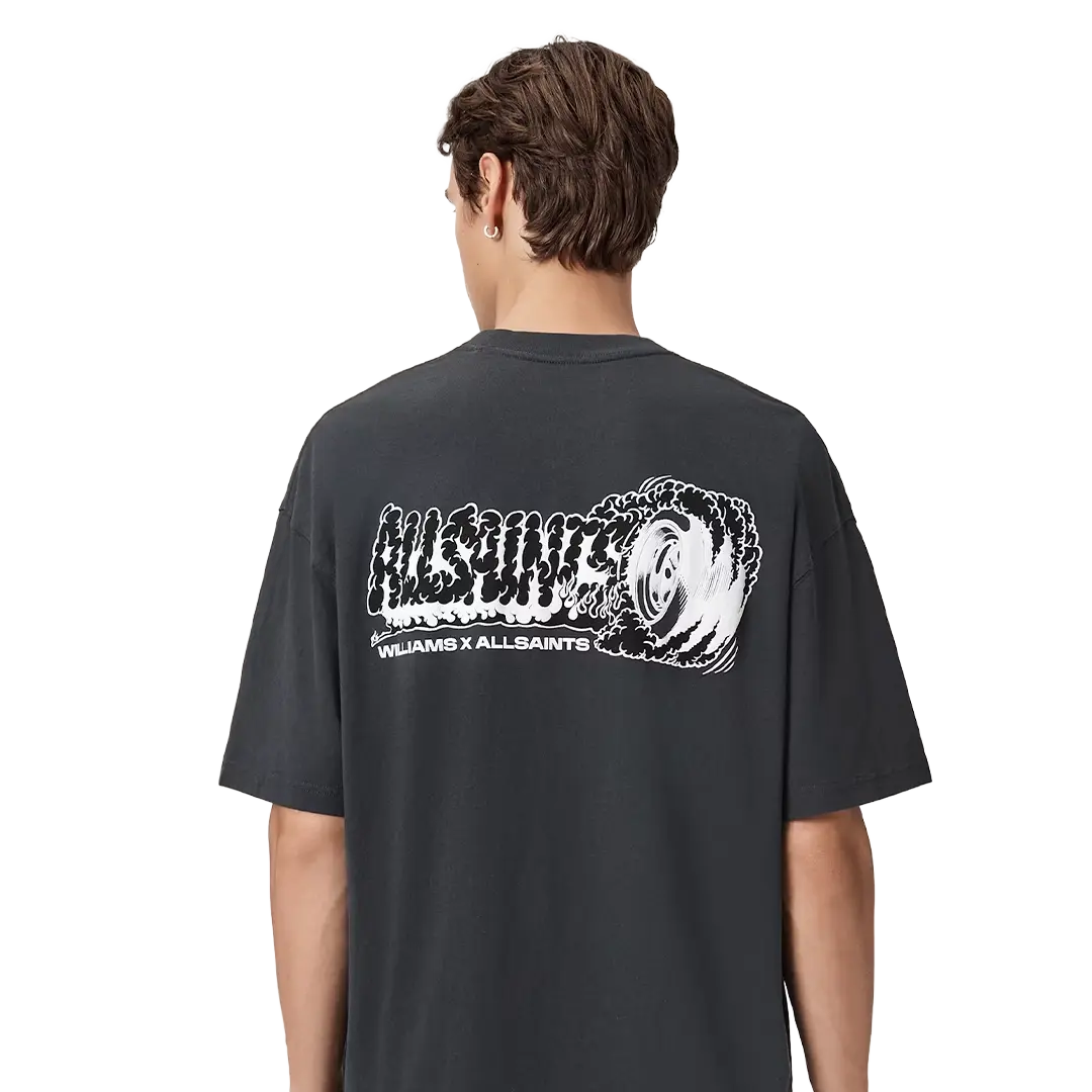 Williams X AllSaints Burnout Crew Neck T-Shirt Washed Black