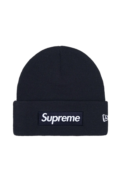 Supreme New Era Box Logo Beanie Navy Blue (FW25) – Newcop Supreme New Era Box Logo Beanie Navy Blue (FW25) – Newcop