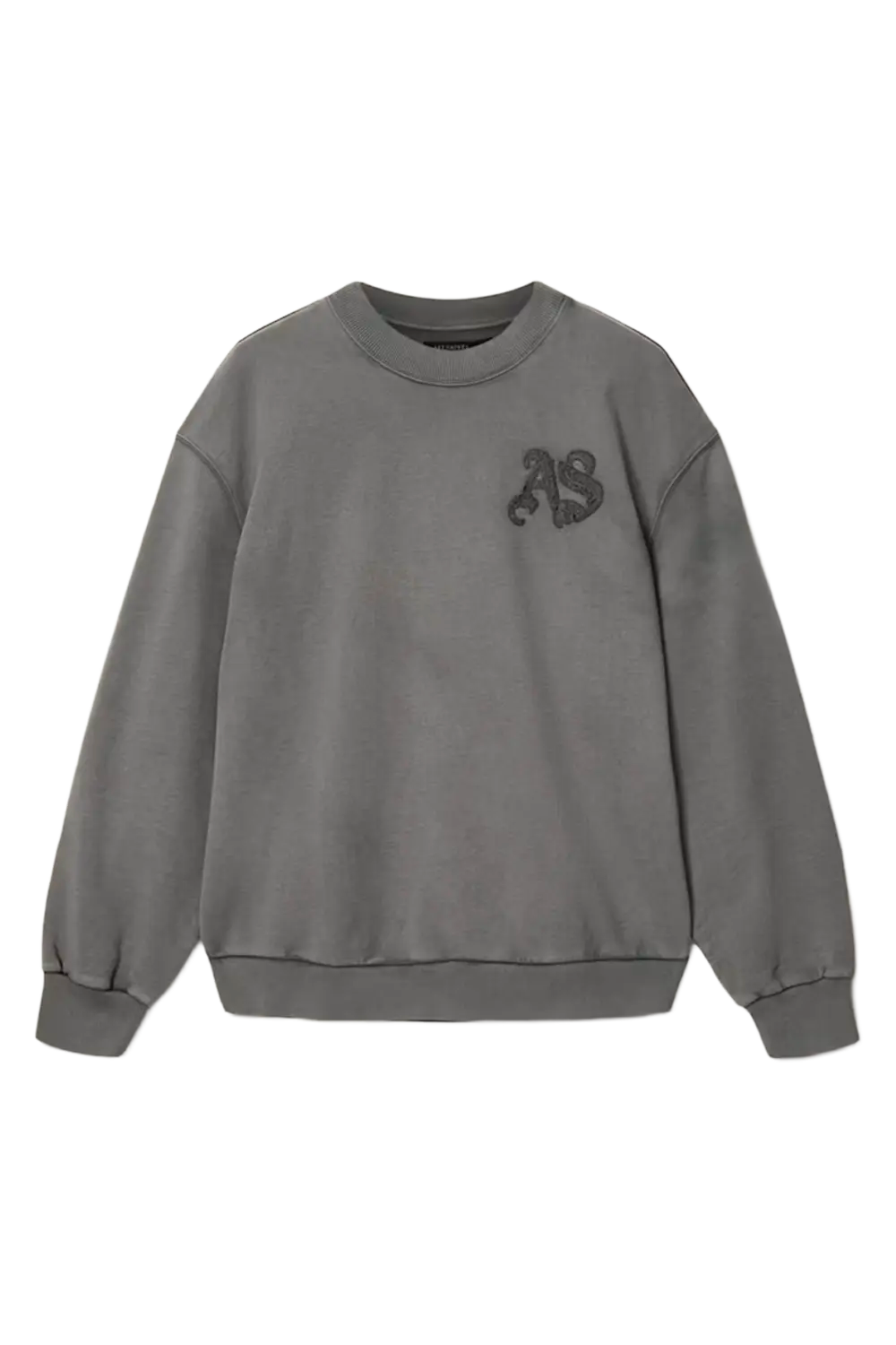 ALLSAINTS Insignia Crew Neck Cotton Sweatshirt Washed Black