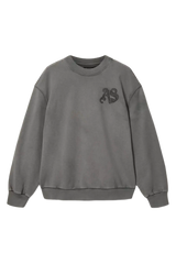 ALLSAINTS Insignia Crew Neck Cotton Sweatshirt Washed Black