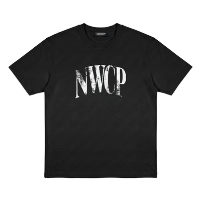 Black Distressed Logo Tee