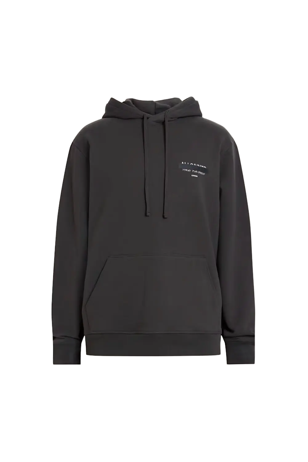 ALLSAINTS Redact Pullover Embroidered Logo Hoodie Washed Black