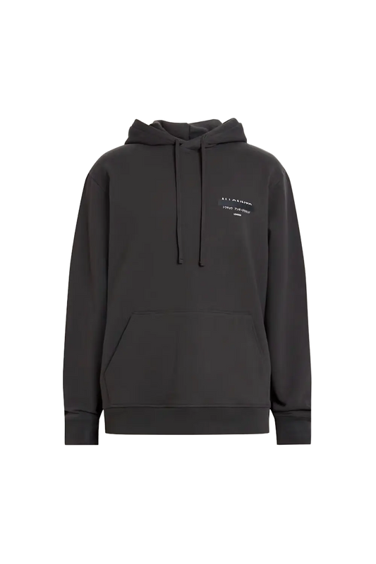 ALLSAINTS Redact Pullover Embroidered Logo Hoodie Washed Black
