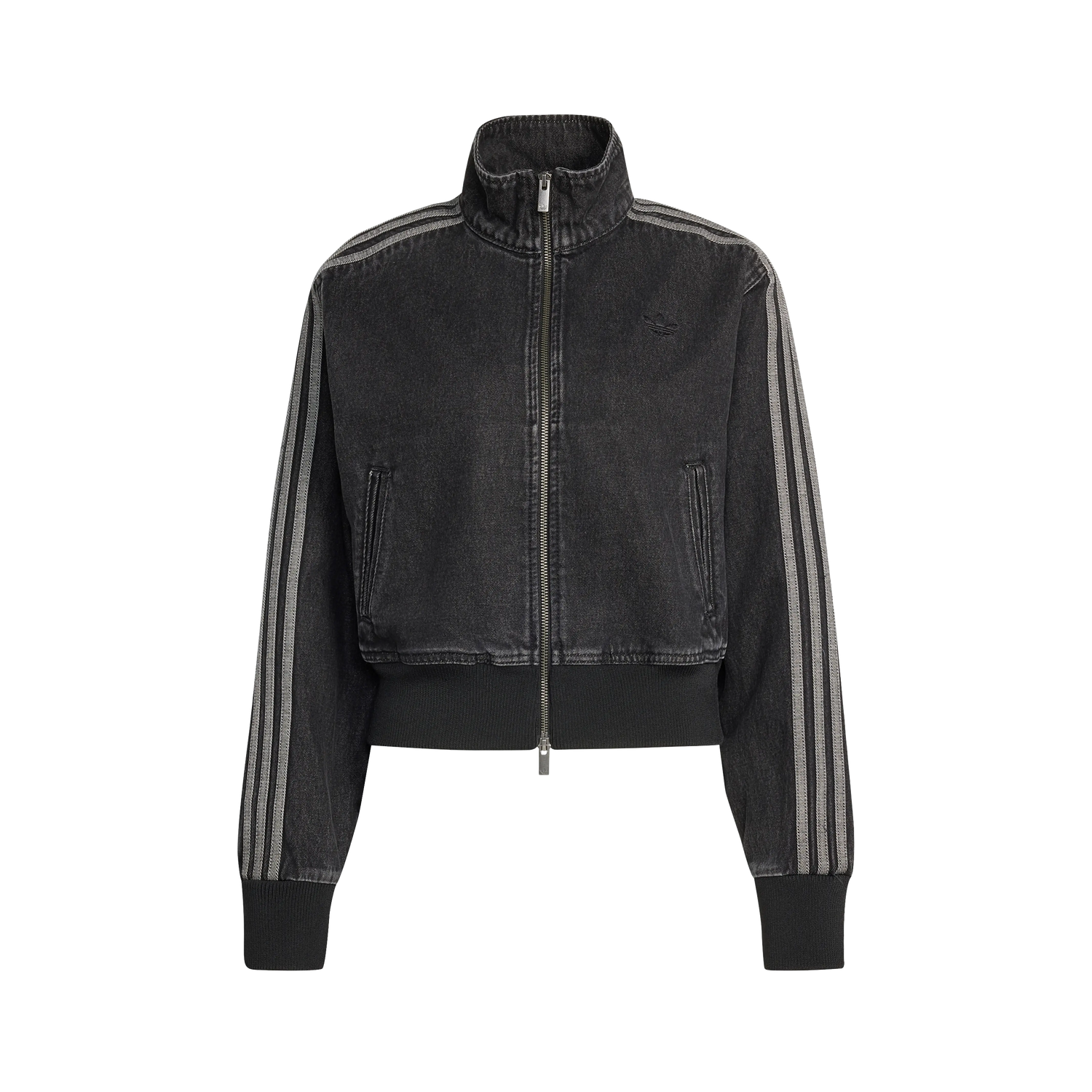 Adidas Denim Firebird Track Top Worn Black