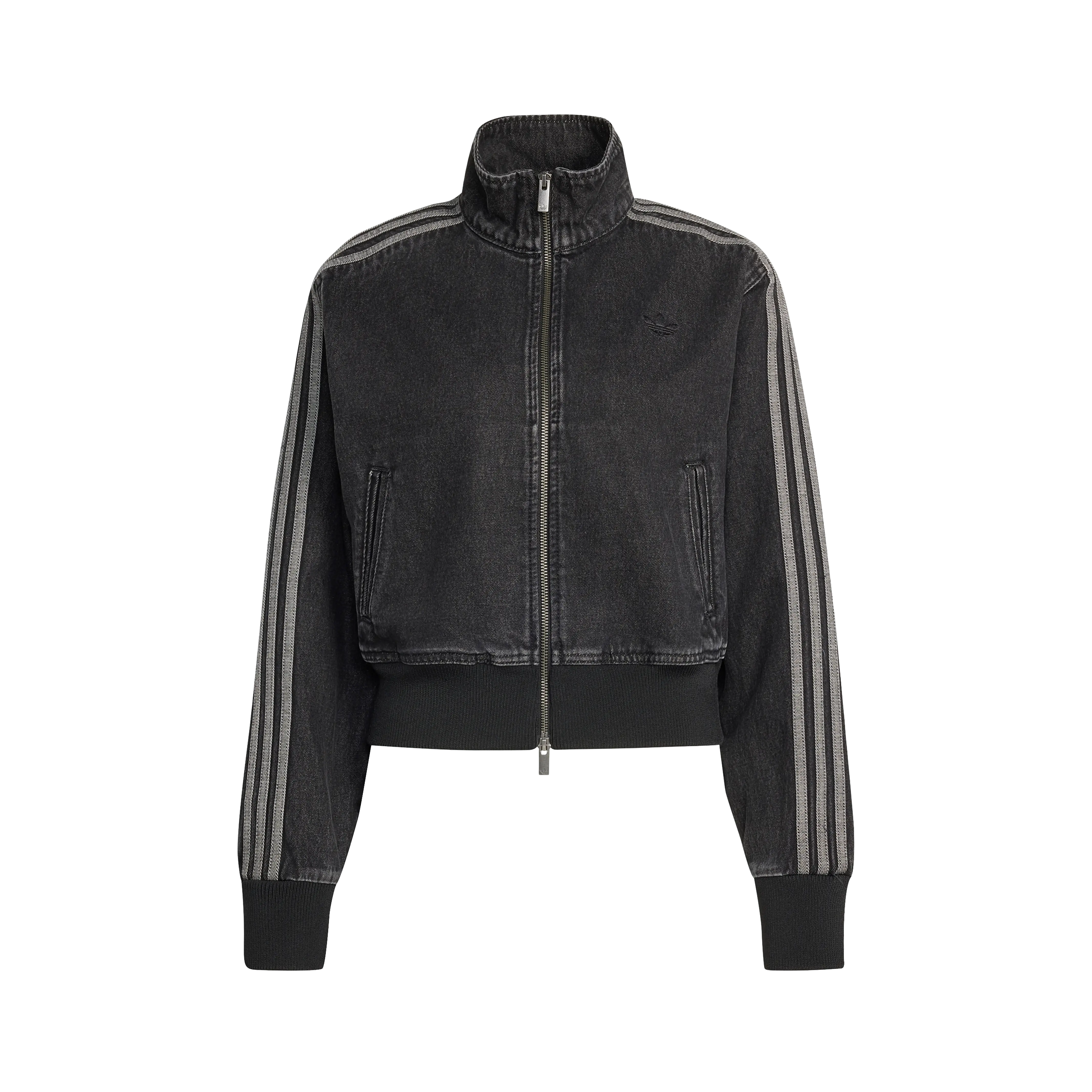 Adidas Denim Firebird Track Top Worn Black