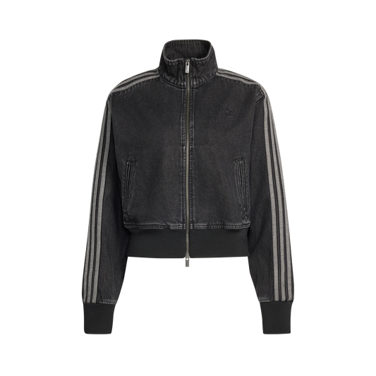 Adidas Denim Firebird Track Top Worn Black